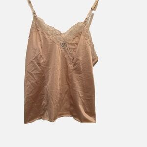 Tan Chemise with Delicate Lace Details